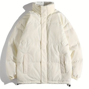 Solid Zip Up Fall & Winter Jacket, Casual Mock Neck Long Sleeve Outerwear, Women's Clothing