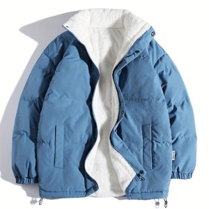 Solid Zip Up Fall & Winter Jacket, Casual Mock Neck Long Sleeve Outerwear, Women's Clothing