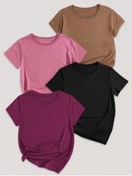 Casual Sunflower Print T-shirt, Crew Neck Loose Short Sleeve Fashion Tops, Women's Clothing