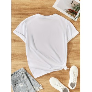 Graphic Print T-shirt, Short Sleeve Crew Neck Casual Top For Summer & Spring, Women's Clothing